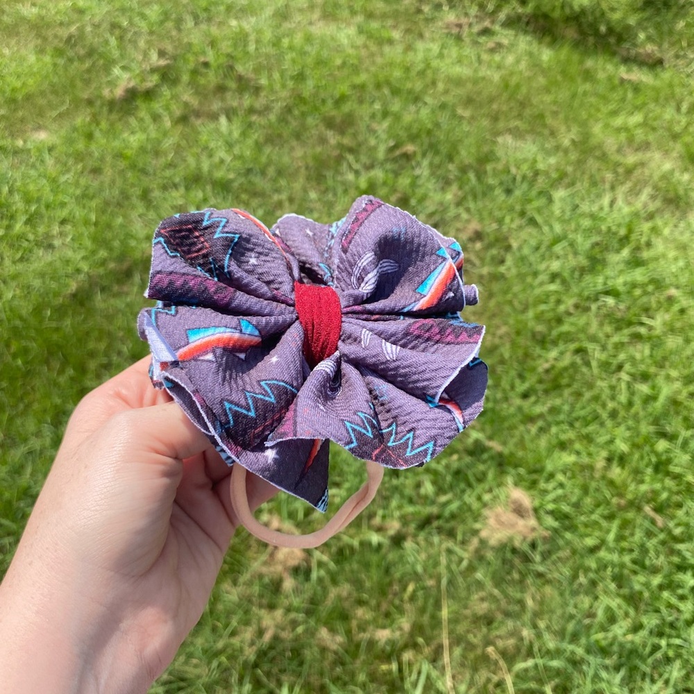Purple Patterned Kids Hair Bow